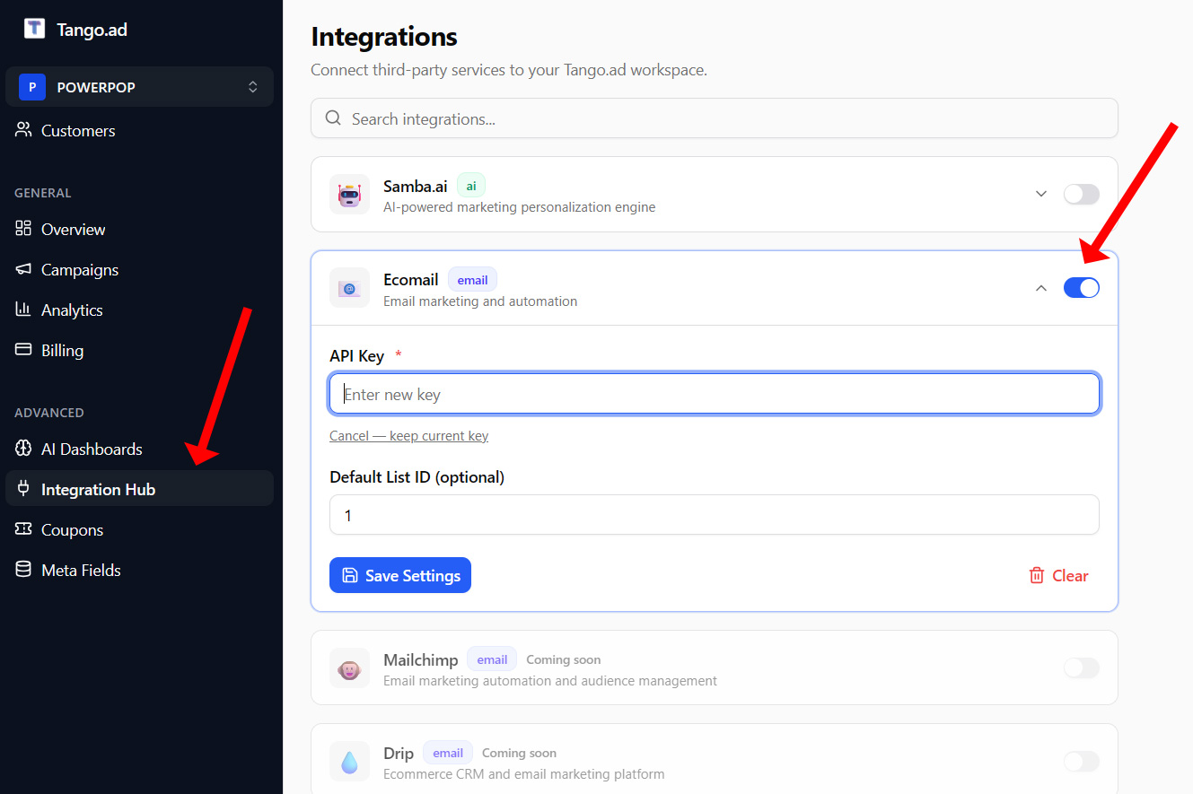 Integration Hub v Tango.ad